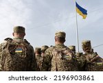 Armed Forces of Ukraine. Ukrainian soldier. Ukrainian in army. Ukrainian flag on military uniform. 