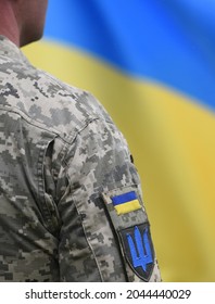 Armed Forces of Ukraine. Ukrainian soldier. Ukrainian in army. Ukrainian flag on military uniform.  - Shutterstock ID 2044440029