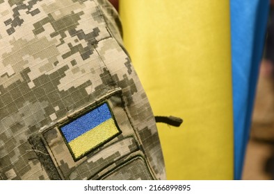 Armed Forces of Ukraine. Ukrainian soldier. Ukrainian army. Ukrainian flag on military uniform.  - Shutterstock ID 2166899895