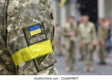 Armed Forces of Ukraine. Ukrainian soldier. Ukrainian army. Ukrainian flag on military uniform.  - Shutterstock ID 2166899897