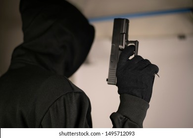 Armed robbers used the gun to robbery the money, Uses Gun in Armed Robbery, Armed robbers, used for the illustration or montage of your design, Banner for advertise of product