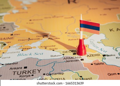 Armenia Flag On Armenia Map