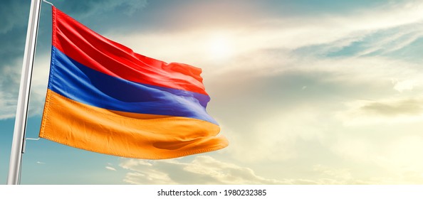 Armenia national flag waving in beautiful sunlight. - Powered by Shutterstock