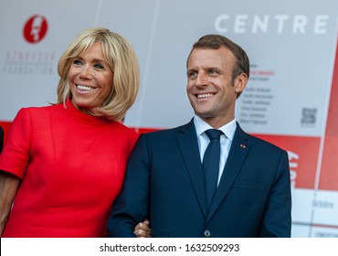 ARMENIA, YEREVAN: 11 October 2018 French President Emmanuel Macron And His Wife Brigitte Macron At The Charles Aznavour Center