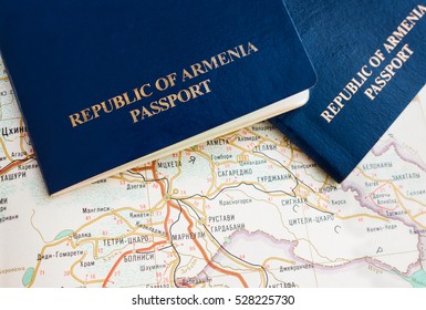 Armenian Blue Passport On Map, Travel, Wallpaper