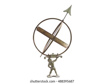armillary sphere dial isolated on white background.
