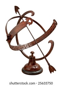 Armillary Sundial isolated on white with a clipping path