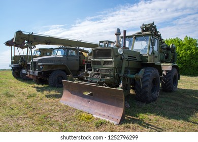 Armored Bulldozer. Ancient Military Engineering. Soviet Military Machines