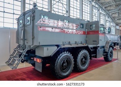 Armored Modern Truck Of The Russian Guard. Federal Service Of National Guard Troops (Rosgavardiya) At Exhibition Interpolitex - Moscow, Russia, 10 25 2019