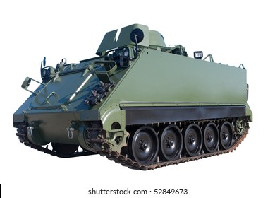 An Armored Personnel Carrier isolated on white