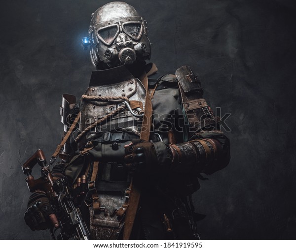 Armoured Survivor Custom Gun Helmet Poses Stock Photo 1841919595 ...