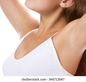 armpit axillary space young caucasian woman body  care isolated  on white background studio shot figure body part 