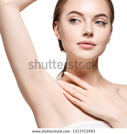 Armpit woman clean healthy skin hand up
