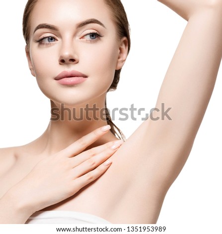 Armpit woman clean healthy skin hand up