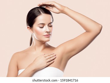 Armpit Woman Healthy Skin Hand Up Close Up Depilation Concept