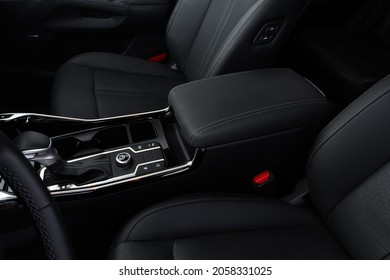 Armrest in the car for driver. Car armrest - Shutterstock ID 2058331025