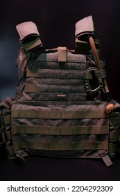 Army Body Armor, Molle Plate Carrier Close-up.