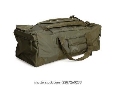 Army duffle bag isolated on white. Military equipment - Powered by Shutterstock