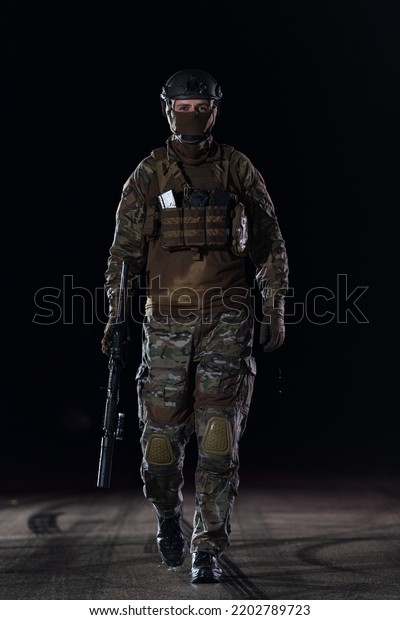 Army Soldier Combat Uniforms Assault Rifle Stock Photo 2272210909