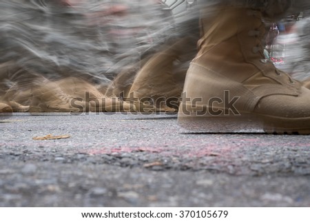 Army Troops marching blur