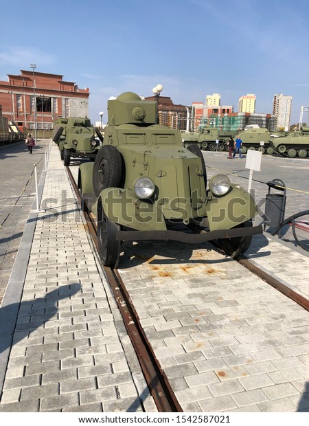 Army\
vehicle, Museum of military equipment in Verhnyaya Pyshma,\
Sverdlovskiy region, Russia, September 2019\
