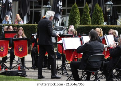 Arnhem, Netherlands- April 27, 2022: Arnhem Fanfare Orchestra on King's Day in Arnhem, Netherlands