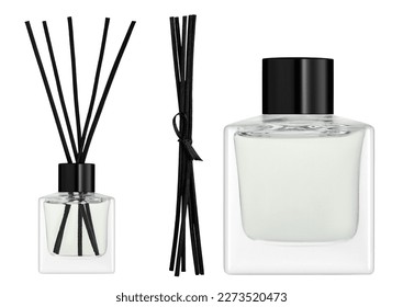 Aroma sticks in glass bottle. Aroma diffuser. Home fragrance. Luxury aromatic reed diffuser glass bottle display on the with white background  - Shutterstock ID 2273520473