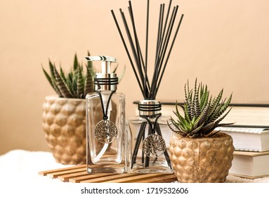 Aromatic Air Freshener In A Transparent Glass Bottle With Life Tree Symbol