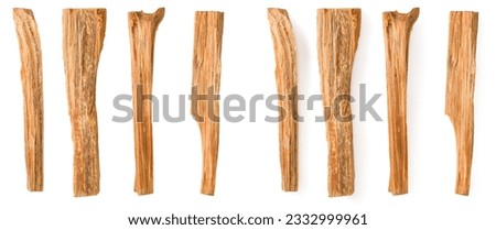 Aromatic cedar wood sticks isolated on white background, top view.