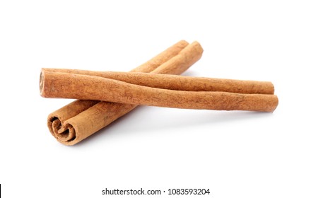 Aromatic Cinnamon Sticks On White Background