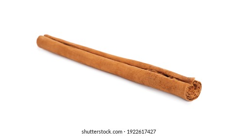 Aromatic Dry Cinnamon Stick Isolated On White