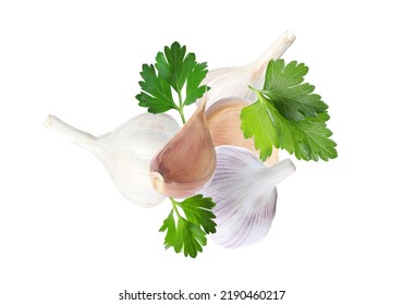 Aromatic Garlic Parsley Flying On White Stock Photo 2190460217 ...