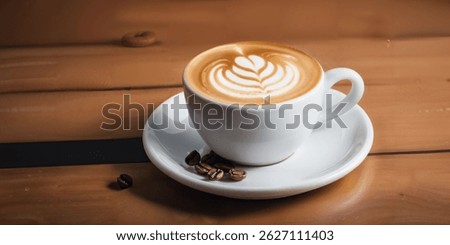Aromatic latte served on a rustic wooden table, featuring creamy froth and rich aroma. A cozy, vintage-inspired scene perfect for cafes, breakfast moments, or coffee-themed visuals.