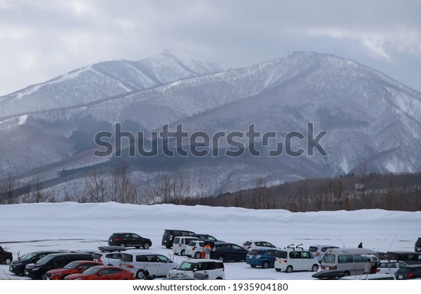 AROMORI-JAPAN-FEBRUARY 16 : View of
the car park in winter season of Japan, February 16, 2019, Aromori
Japan