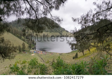 Around Ranu Kumbolo Lake Semeru Mountain Indonesia