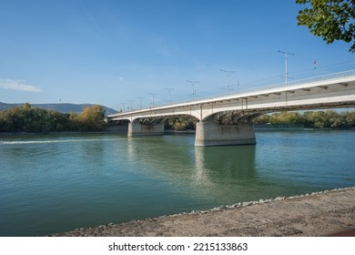 Arpad Bridge and Margaret Island at Danube River - Budapest, Hungary