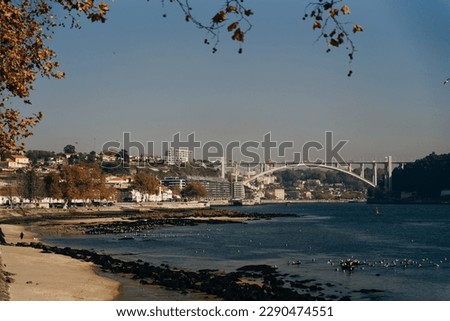 Arrabida Bridge between Vila Nova de Gaia and Porto cities in Portugal - nov, 2021. High quality photo