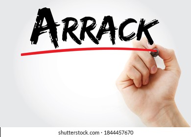 Arrack text with marker, concept background