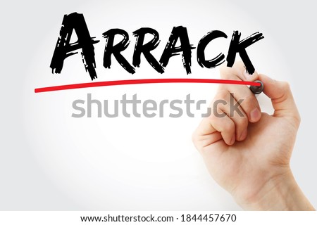 Arrack text with marker, concept background