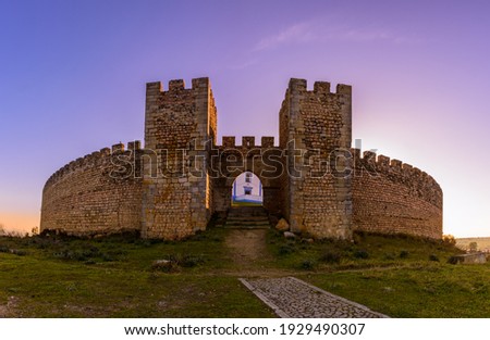 Arraiolos castle on top of the hill in Alentejo, Portugal a