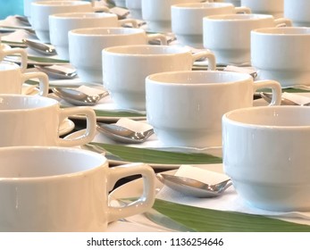 Arranged Cups For Service In A Seminar (Coffe Break) 