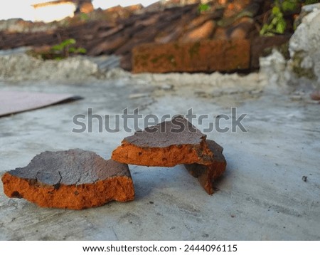 Arrangement of  ruins clay roof tiles, background 