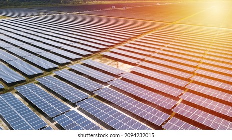 Arrangement of Solar Panels outdoor Alternative source of electricity. Solar farm