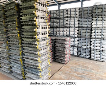 Arrangement Of Zinc Ingot For Use Raw Material In Warehouse.