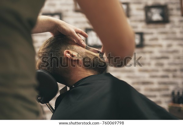 Arranging Male Hair Hairdressers Salon Stock Photo Edit Now