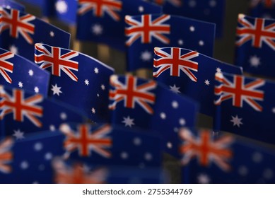 Array of Australian Flags Displaying National Pride at Celebration Event