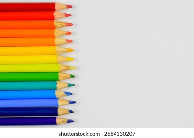 An Array of Colorful Colored Pencils with Copy Space