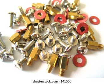 Array of computer screws, washers and nuts - Powered by Shutterstock