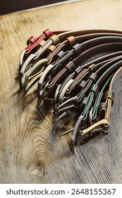 An array of highquality leather belts in captivating colors, featuring unique buckles and exceptional craftsmanship, ideal for accessorizing any outfit with style
