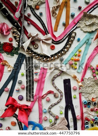 Array of mercery products decorating a wall